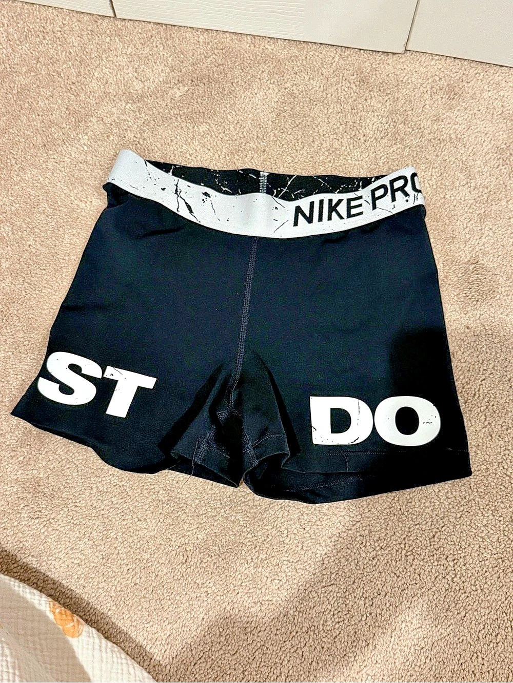 Nike Pro Just Do It Spandex Shorts Black & White Medium